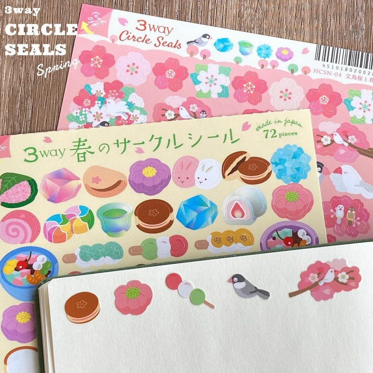 Deko-Sticker - 3way Circle Sticker - Spring and Sakura