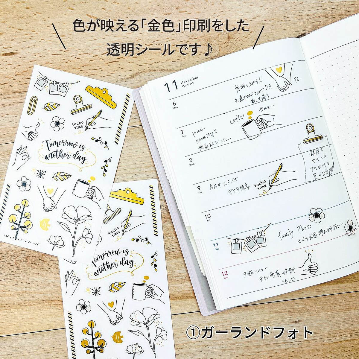 Journalsticker - Pine Book - Clear Sticker - Gold Line Drawings