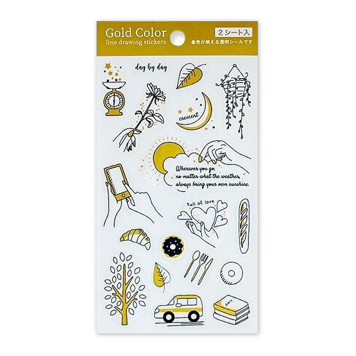Journalsticker - Pine Book - Clear Sticker - Gold Line Drawings