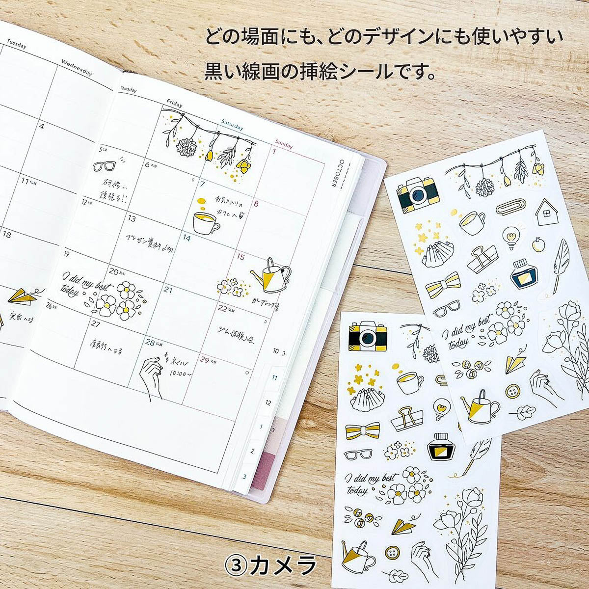 Journalsticker - Pine Book - Clear Sticker - Gold Line Drawings