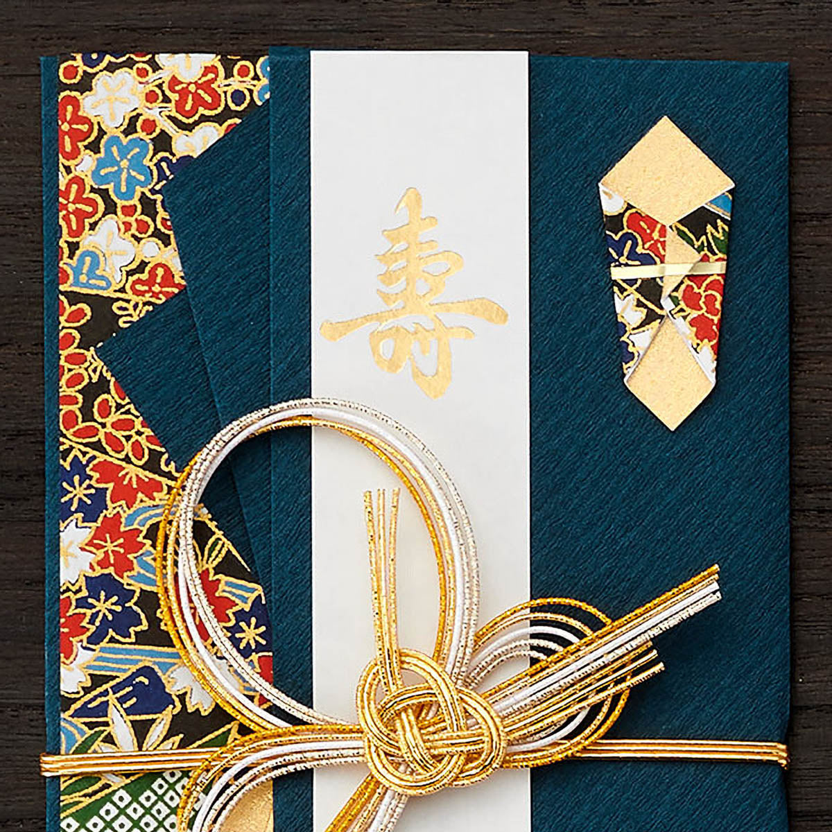 Geschenkumschlag - Blumen mit Gold