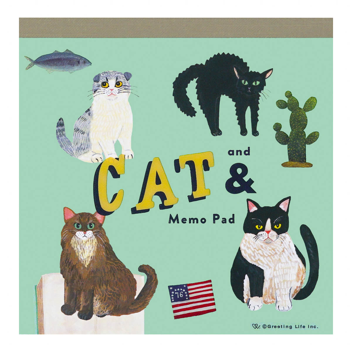 Notizblock - Greeting Life - Kahoko Sodeyama - Square Memo - Cat