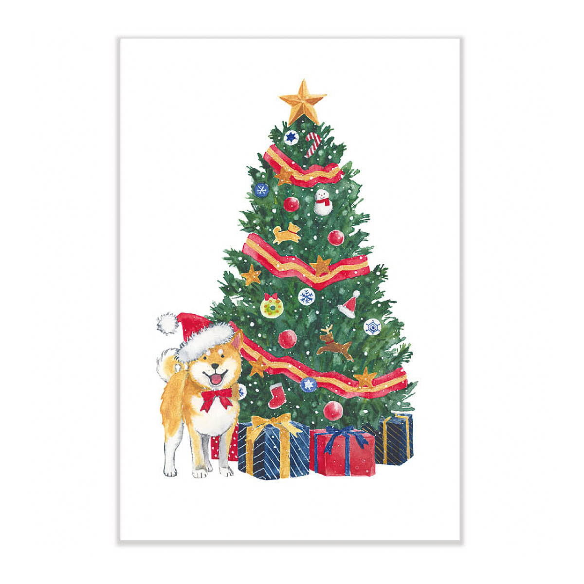 Postkarte - Shiba Inu and Christmas