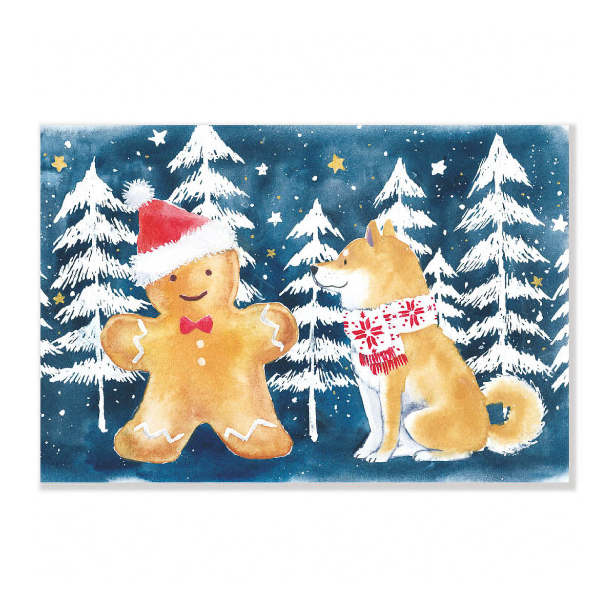 Postkarte - Shiba Inu and Christmas
