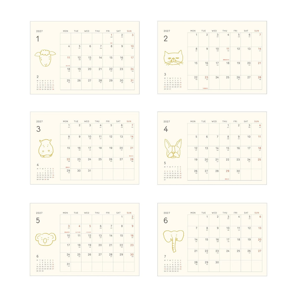 Kalender - 2027 - Tischkalender - Ring-Kalender (quer)