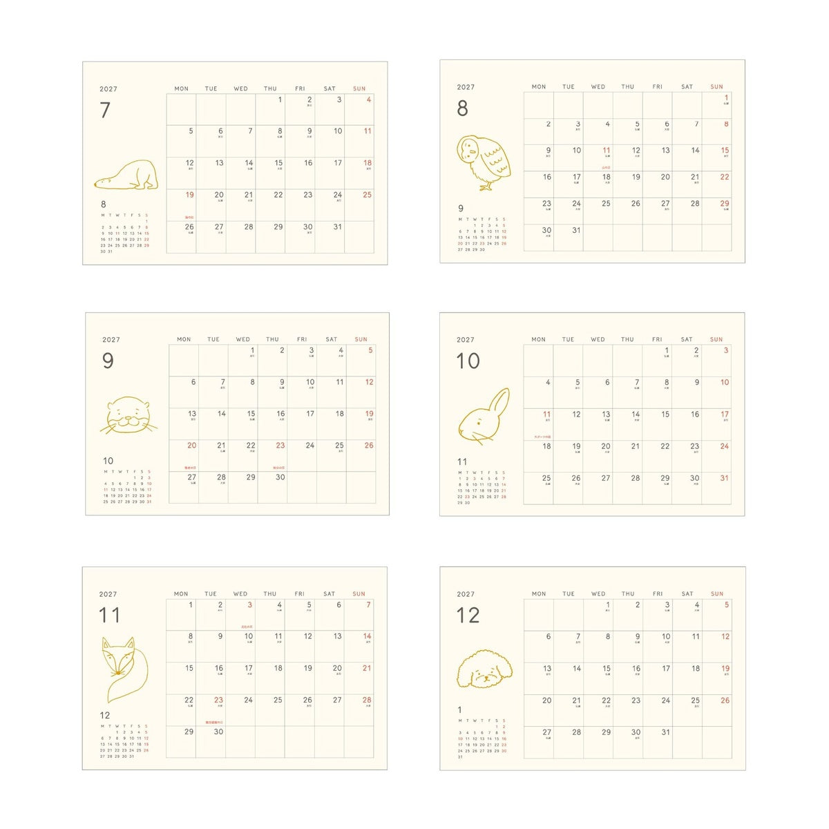 Kalender - 2027 - Tischkalender - Ring-Kalender (quer)