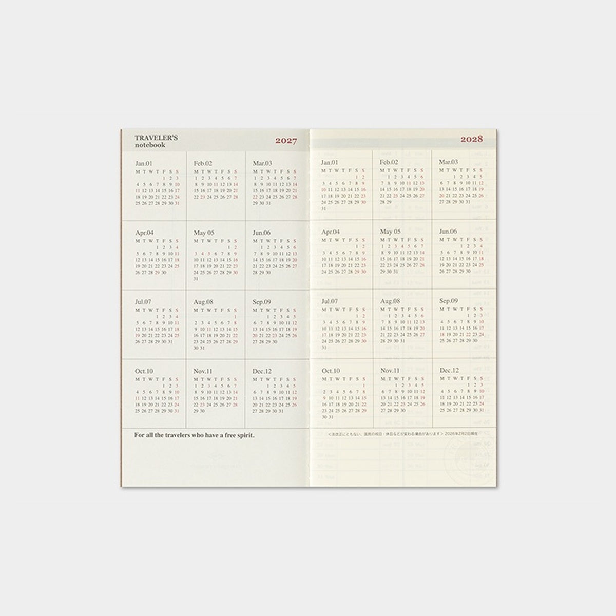 Tagebuch - TRAVELER'S notebook - Regular Size - Calendar & Diary - 2027