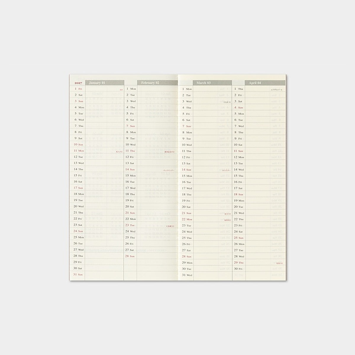 Tagebuch - TRAVELER'S notebook - Regular Size - Calendar & Diary - 2027