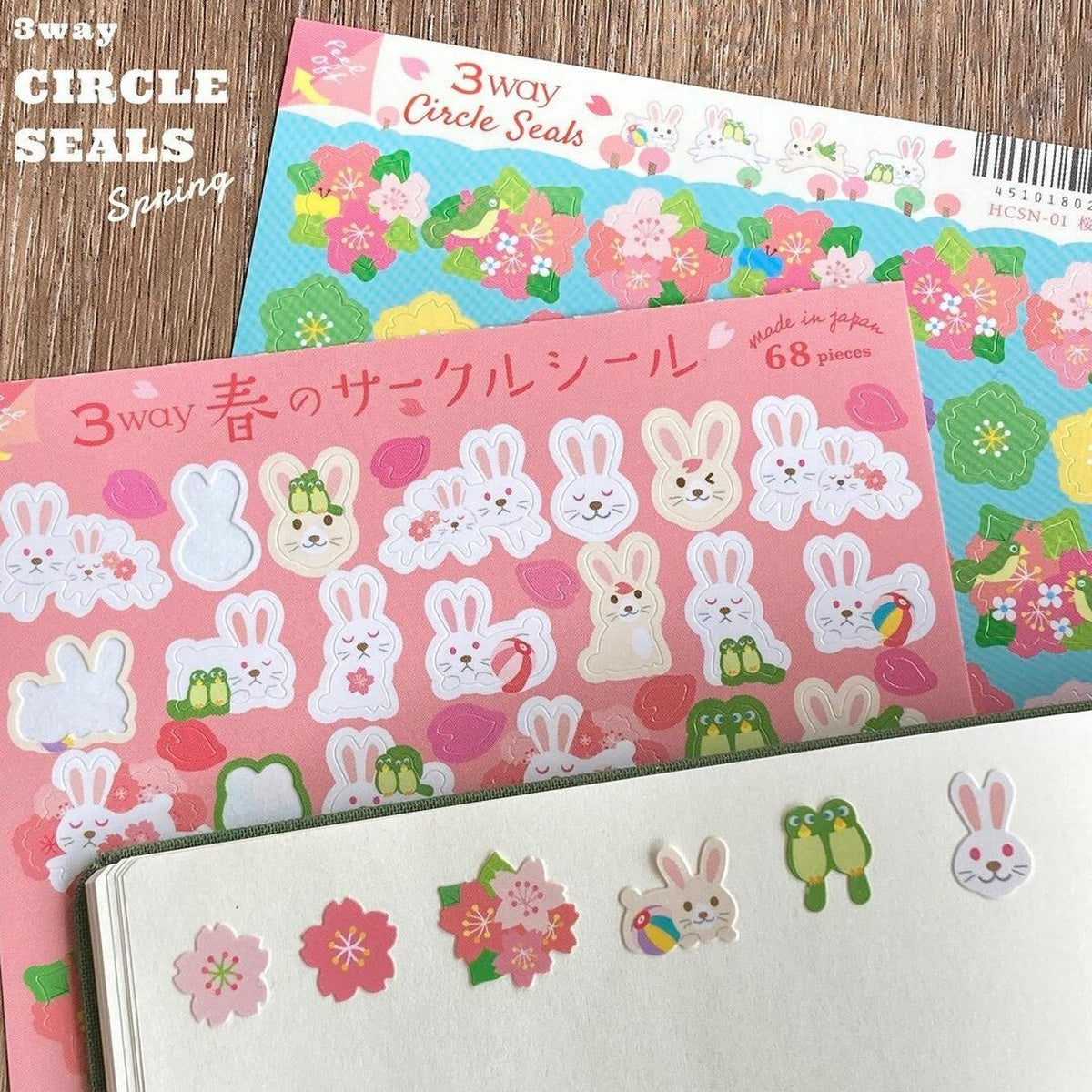 Deko-Sticker - 3way Circle Sticker - Spring and Sakura