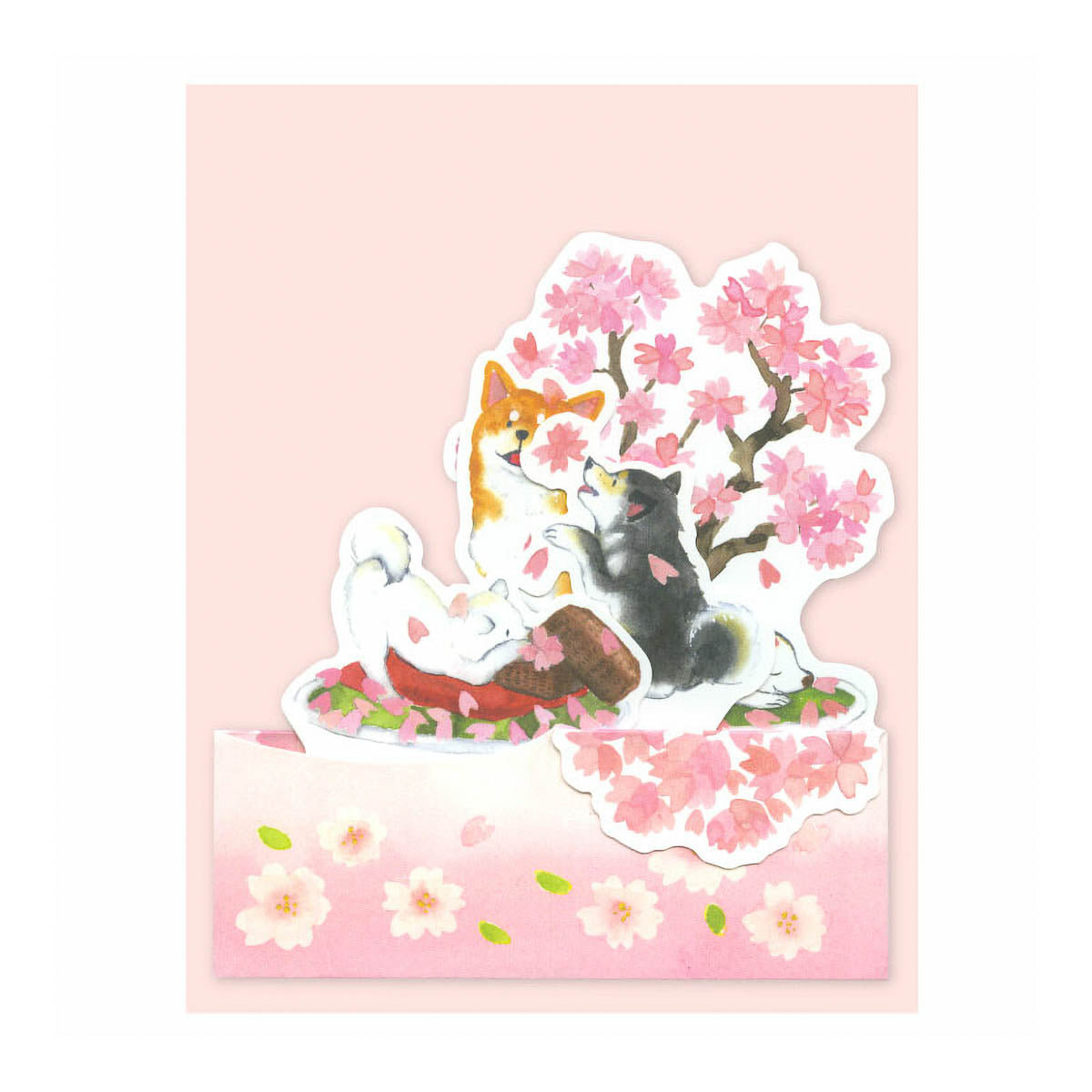 Grußkarte - 3D Card - Shiba and Spring