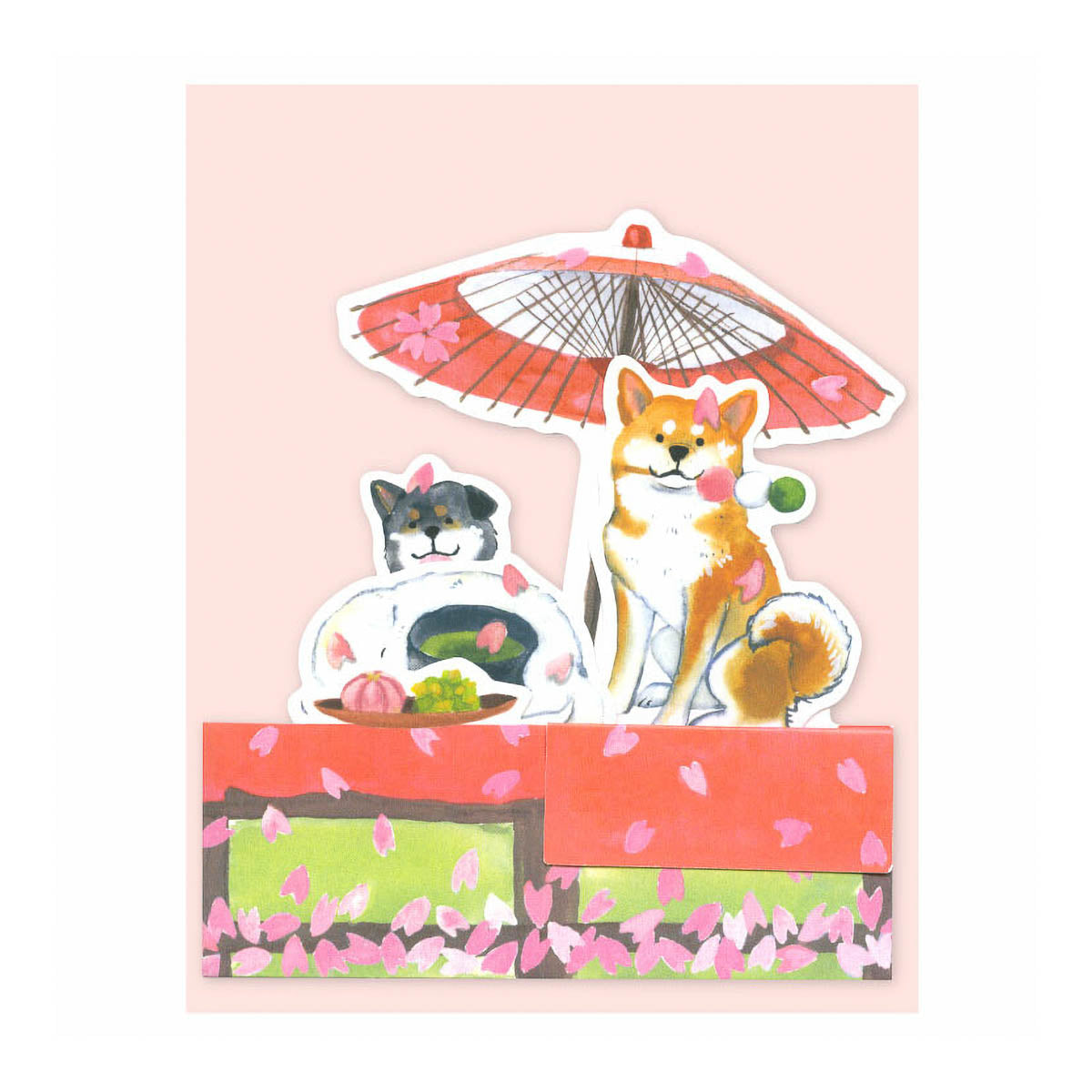 Grußkarte - 3D Card - Shiba and Spring
