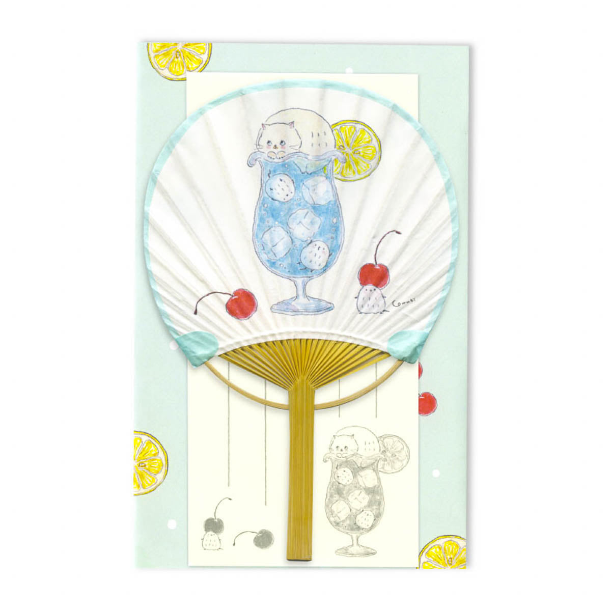Grußkarte - Tokoro Komugi - Summer Bamboo Fan
