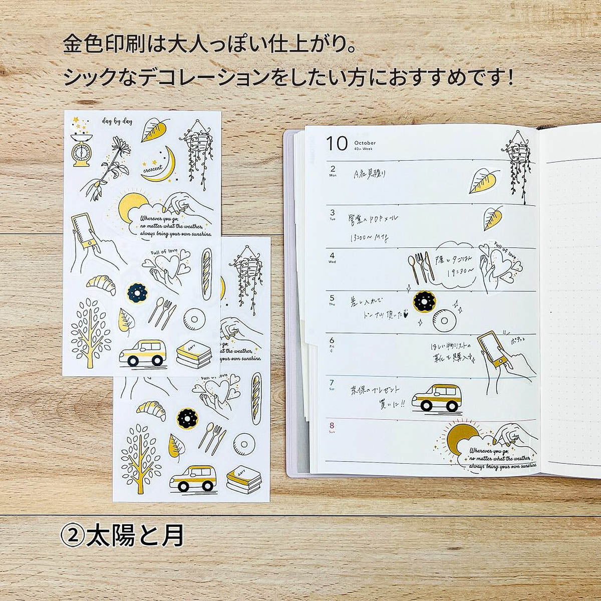 Journalsticker - Pine Book - Clear Sticker - Gold Line Drawings