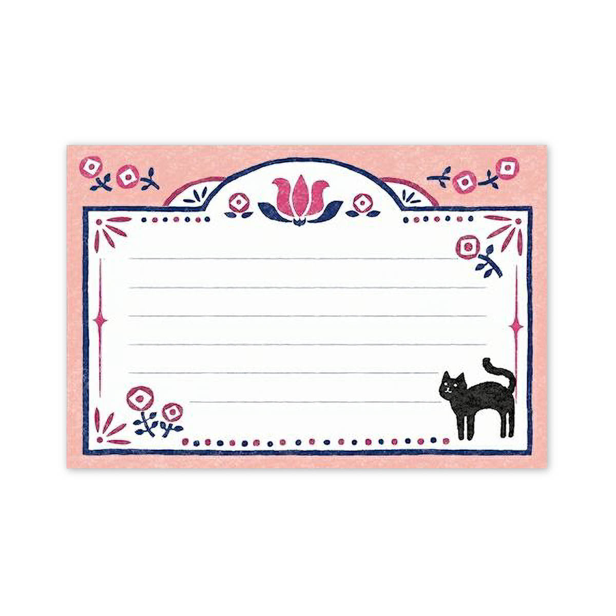 Mini-Brief - Schwarze Katze und Blumen