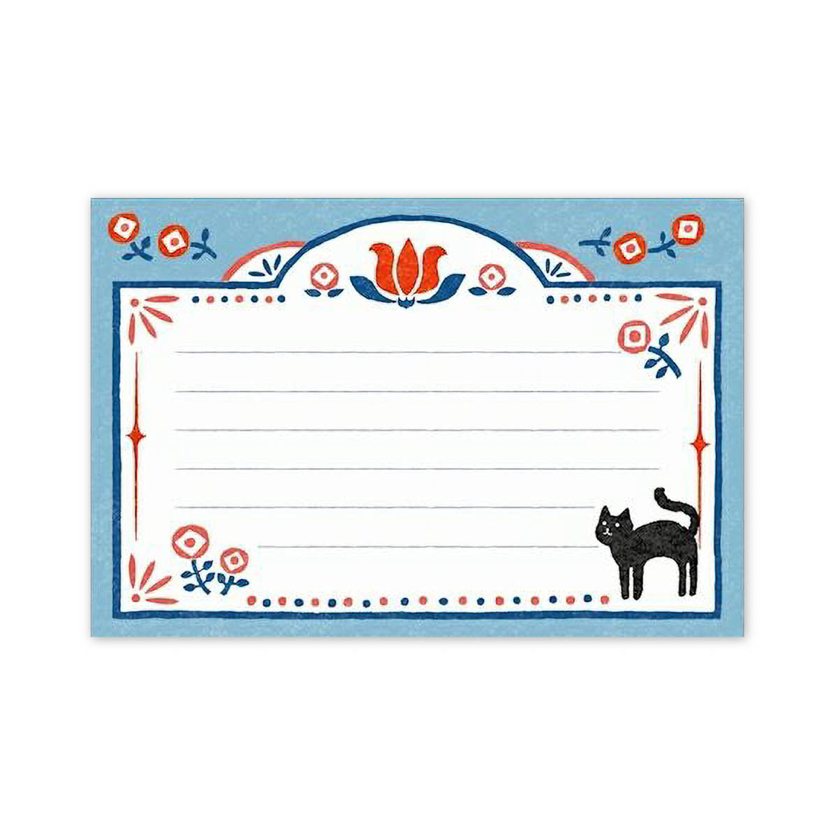 Mini-Brief - Schwarze Katze und Blumen
