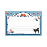 Mini-Brief - Schwarze Katze und Blumen