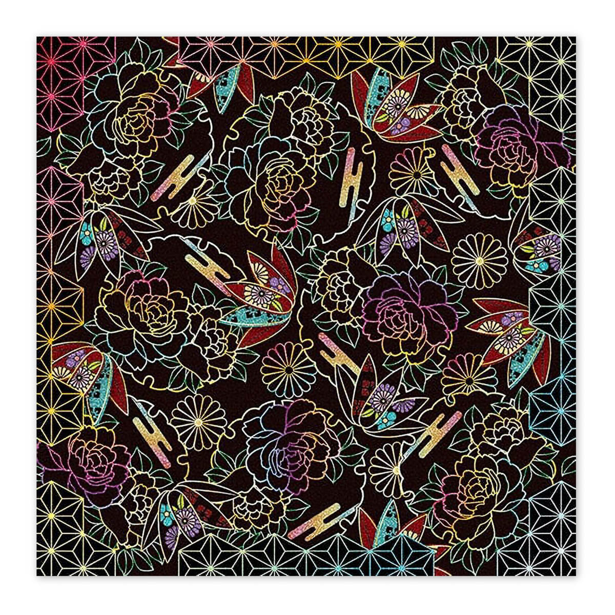 Origami Papier - Washi Chiyogami - Black