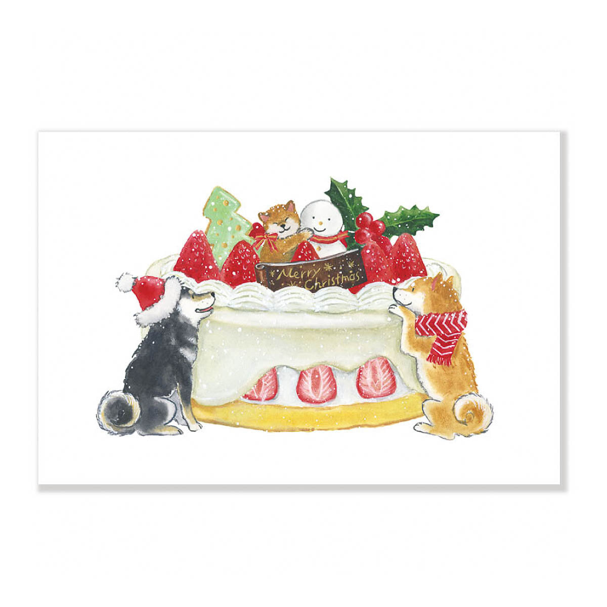 Postkarte - Shiba Inu and Christmas