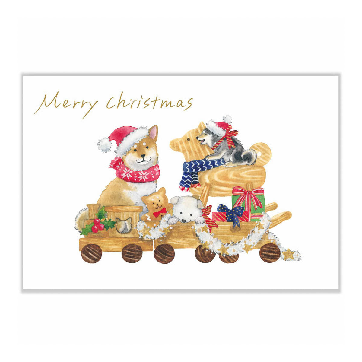 Postkarte - Shiba Inu and Christmas