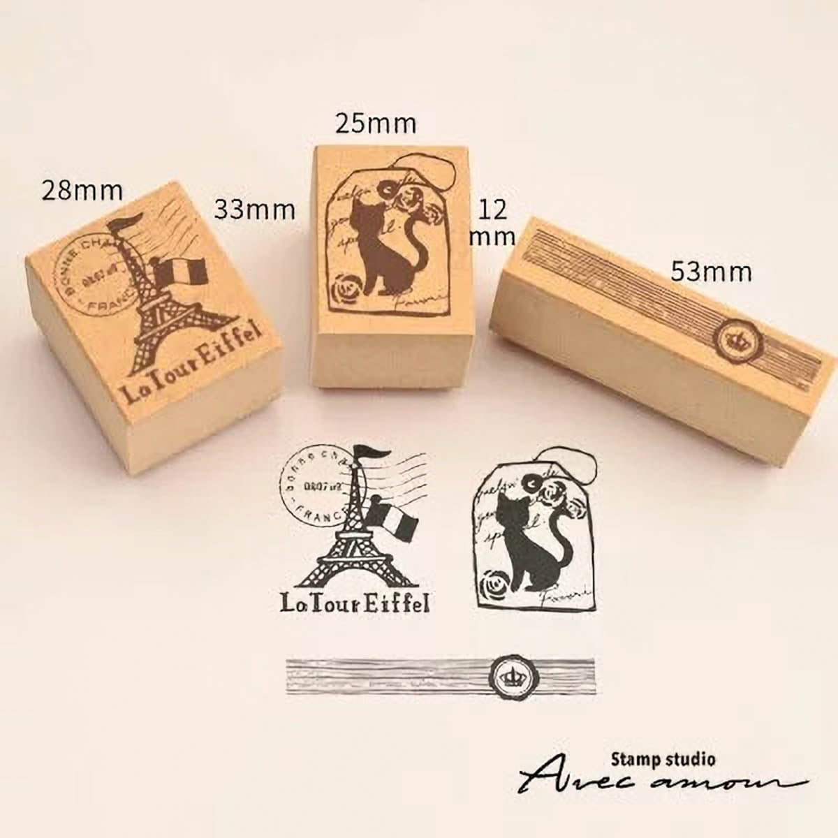 Stempel (Gummi) - Antique Stamp - Set of 3
