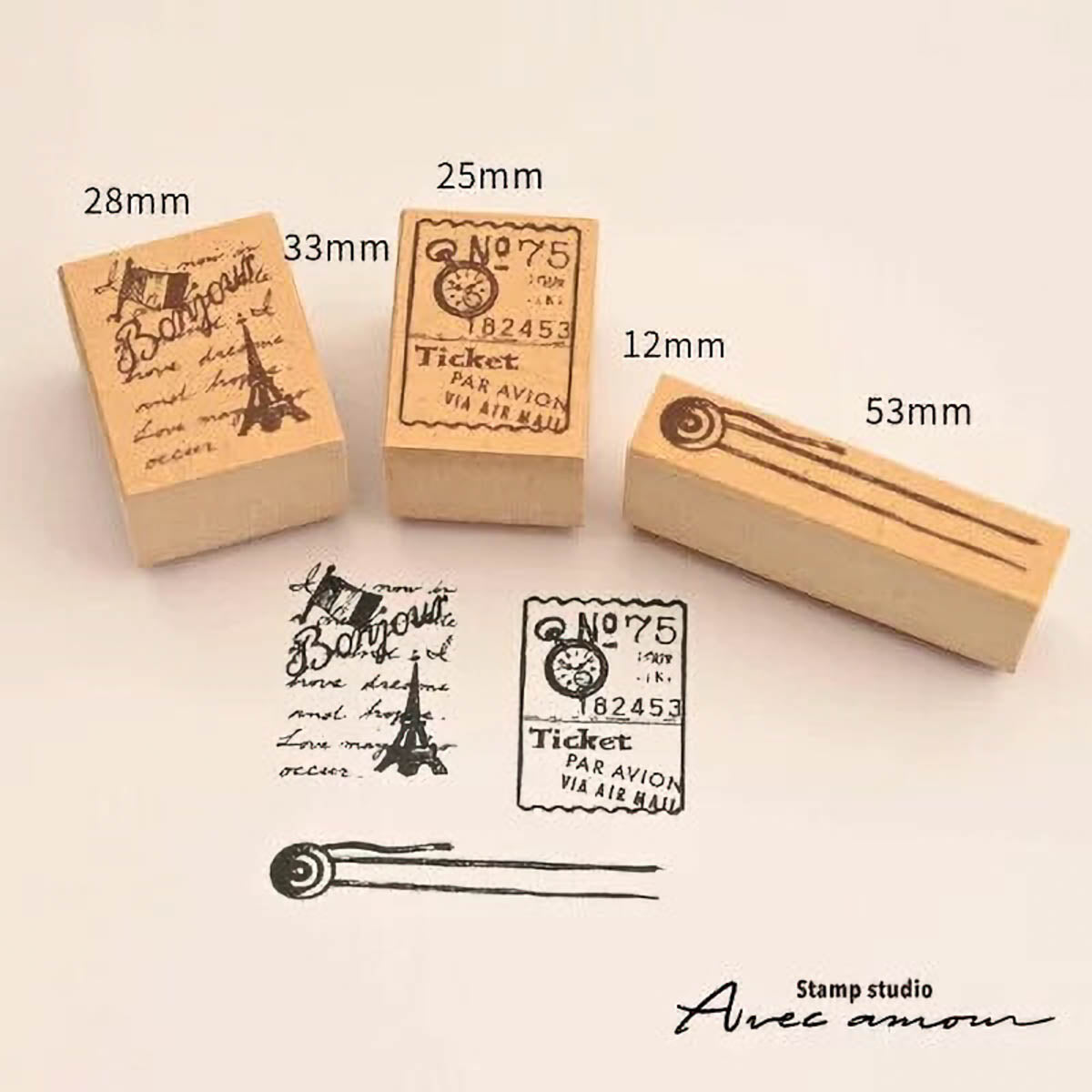 Stempel (Gummi) - Antique Stamp - Set of 3
