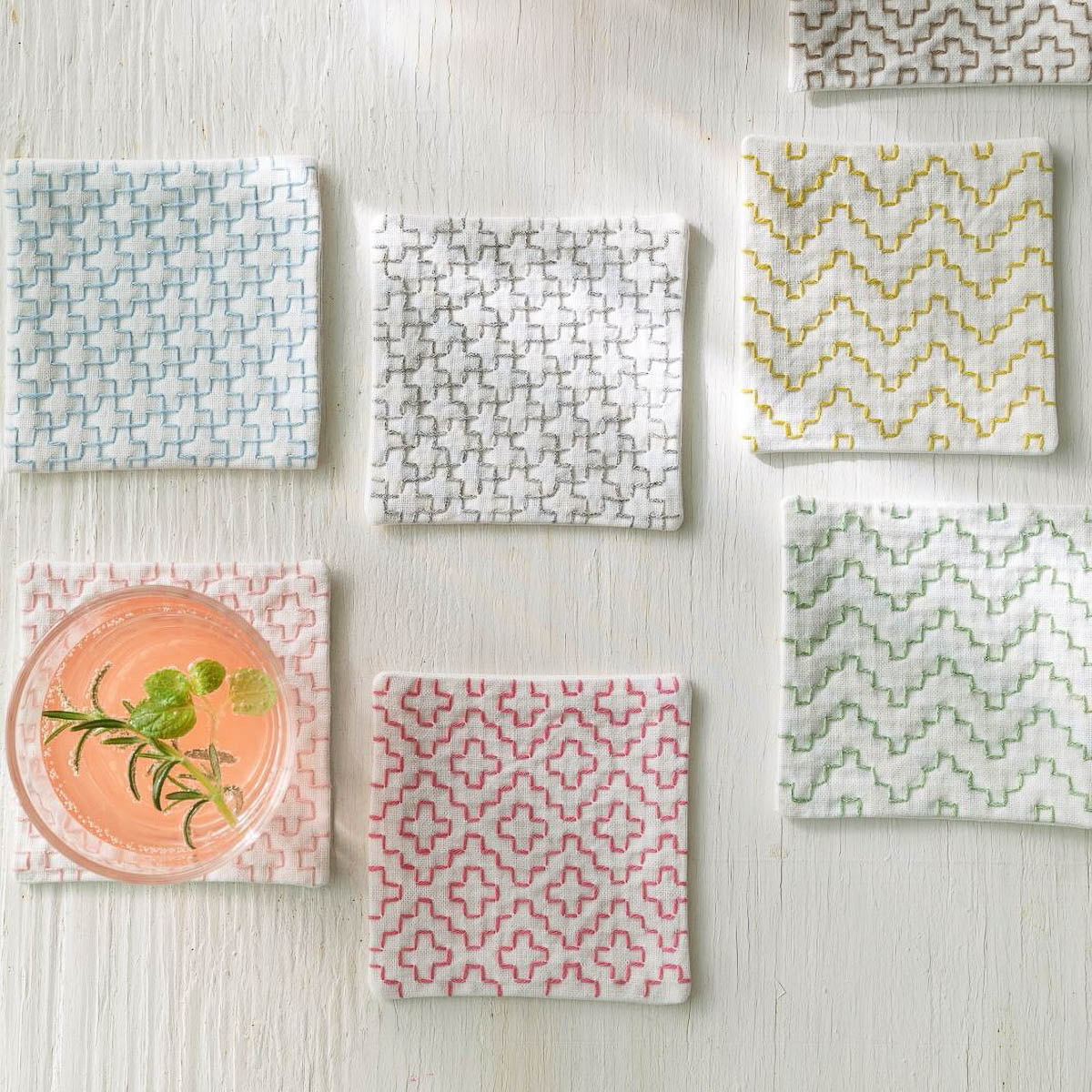 Sashiko-Tuch - hidamari - 10 x 10 cm (4 Stück)