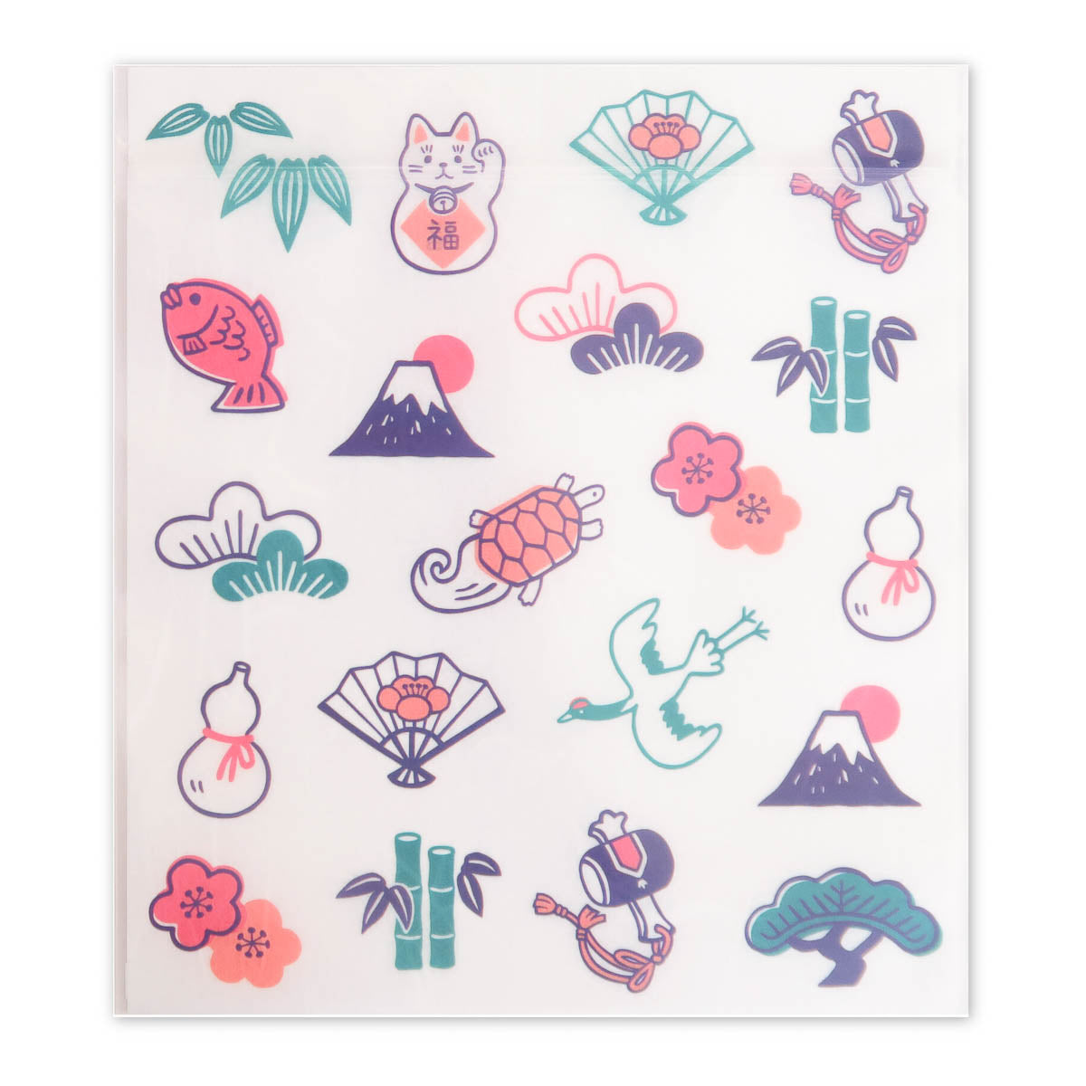 Verschlusstüte - Geschenktüte - Japanese Patterns - (13.5x14cm) - 5 Stück